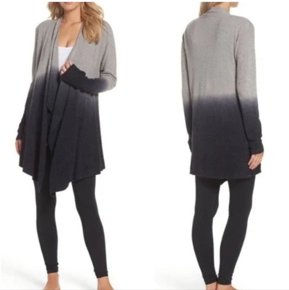 Barefoot Dreams Sweaters - Barefoot Dreams CozyChic Lite Calypso Wrap Cardigan in Black/Pewter Ombre S/M